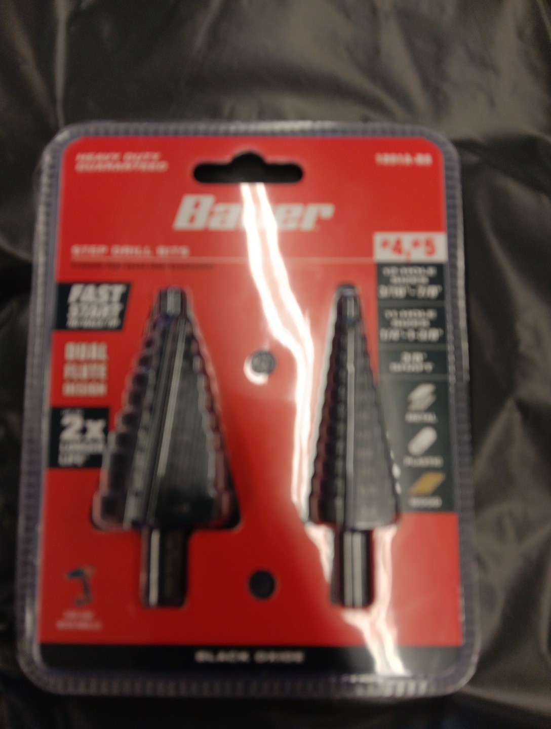 Bauer 1891A-B8 4″ & 5″ Step Drill Bits w/3/8″ Shaft: Metal, Plastic & Wood New