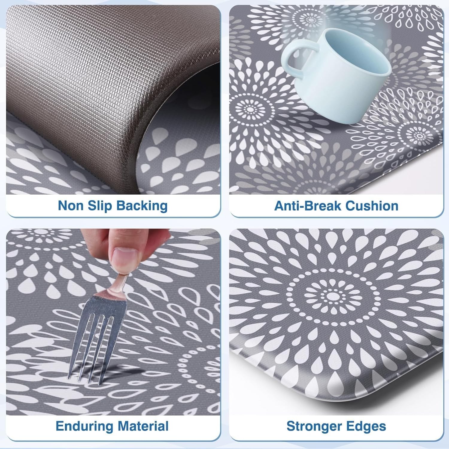 Anti Fatigue Kitchen Mat Waterproof Cushioned Floor Rug Non Slip Standing Pad