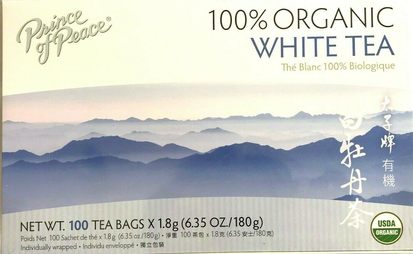 1 Box, Prince of Peace 100% Organic White Tea, 6.35 Oz / 180g – 100 Tea Bags