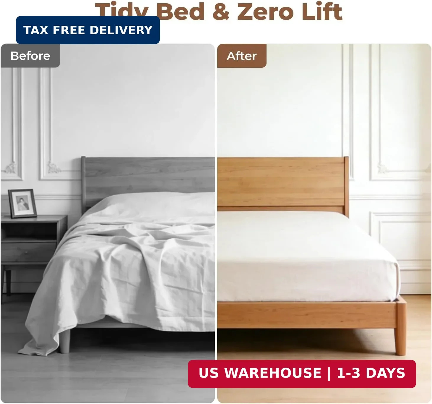 Mattress Lifter & Bed Maker Tool Set, Acacia Wood 2-Piece Tool for Lif