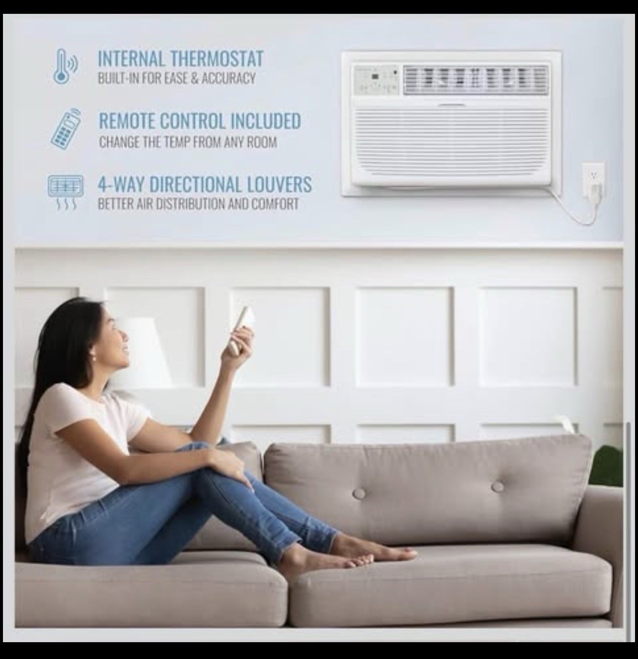 Keystone 8,000 BTU Wall Mounted Air Conditioner w/Supplemental Heat Dehumidifier