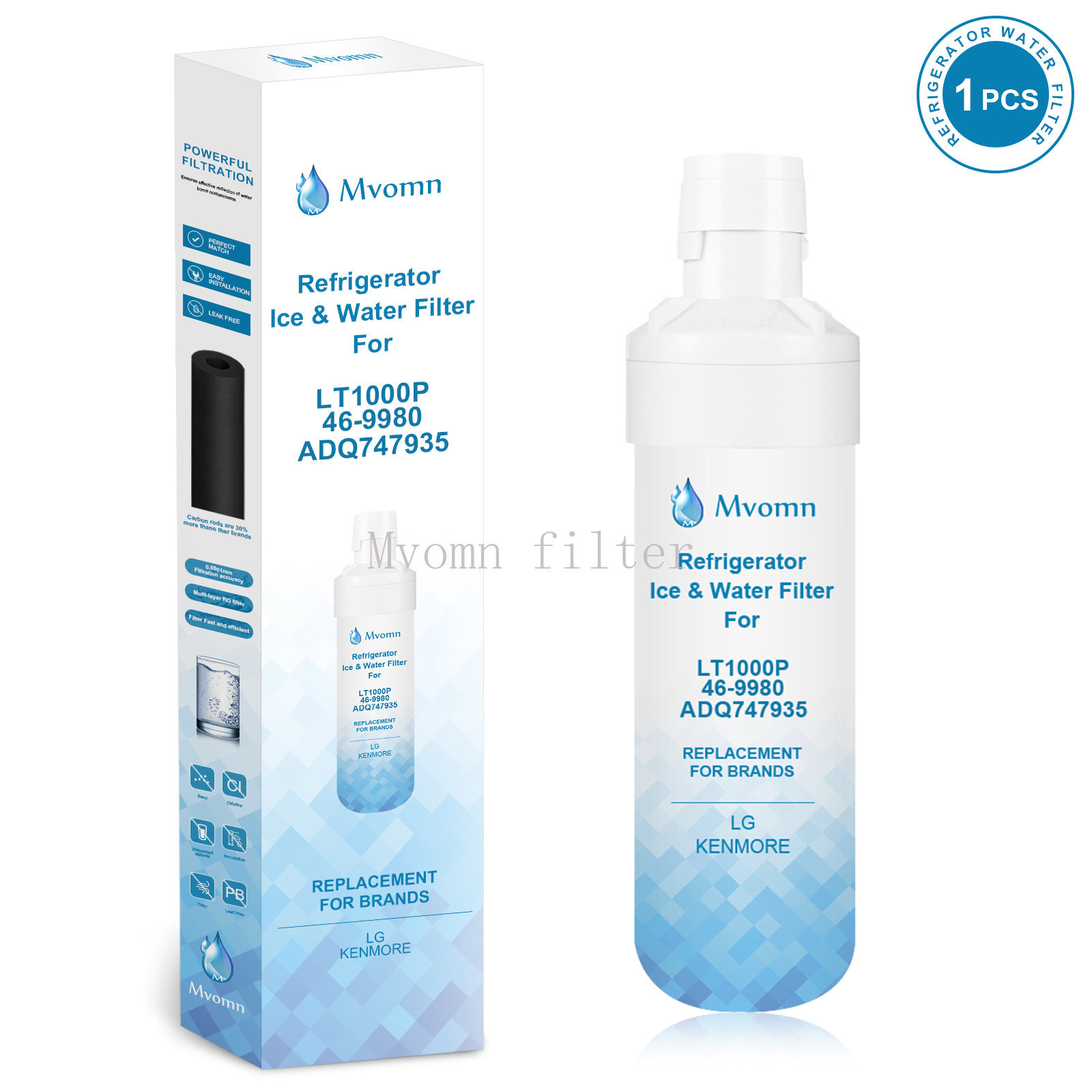 1 PACK Replacement Refrigerator Refresh Water Filter LG LT1000P NSF42 ADQ747935