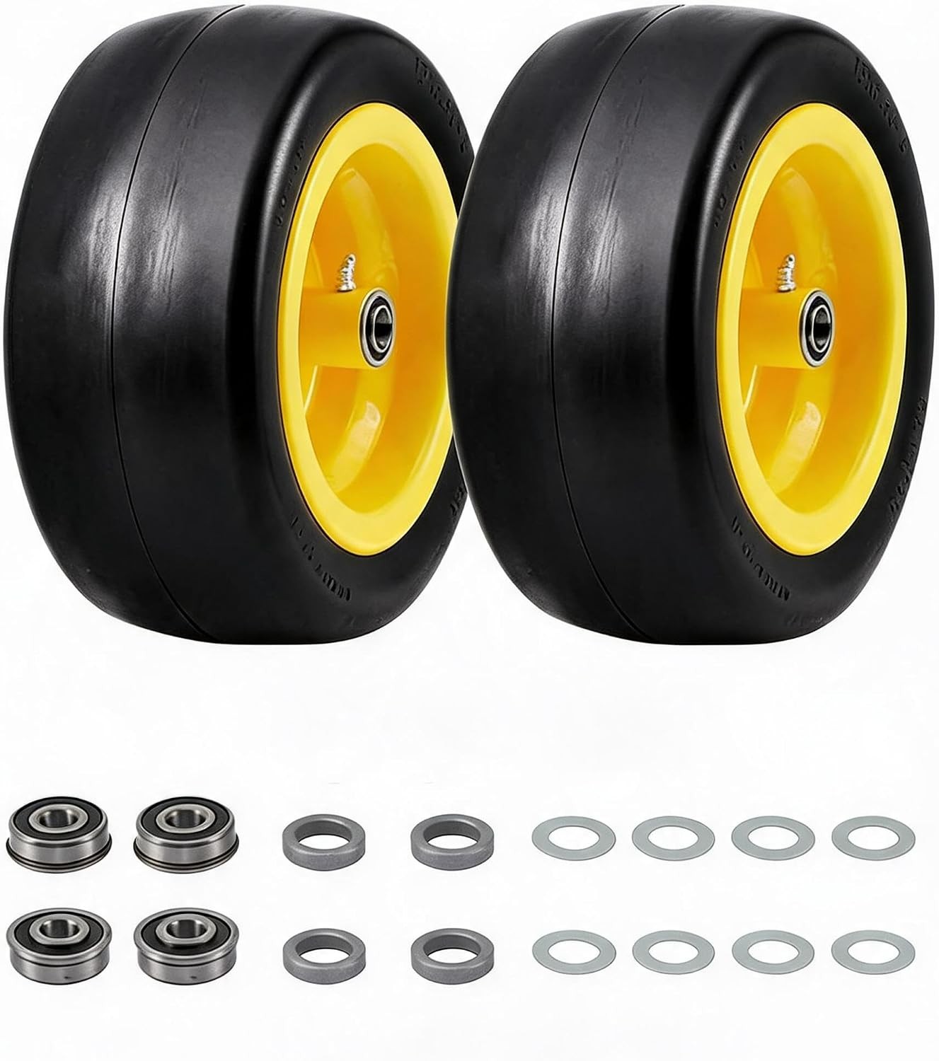 Multiple Sizes 2 Pack Lawn Mower Tire and Wheel Flat Free or Pneumatic Tire