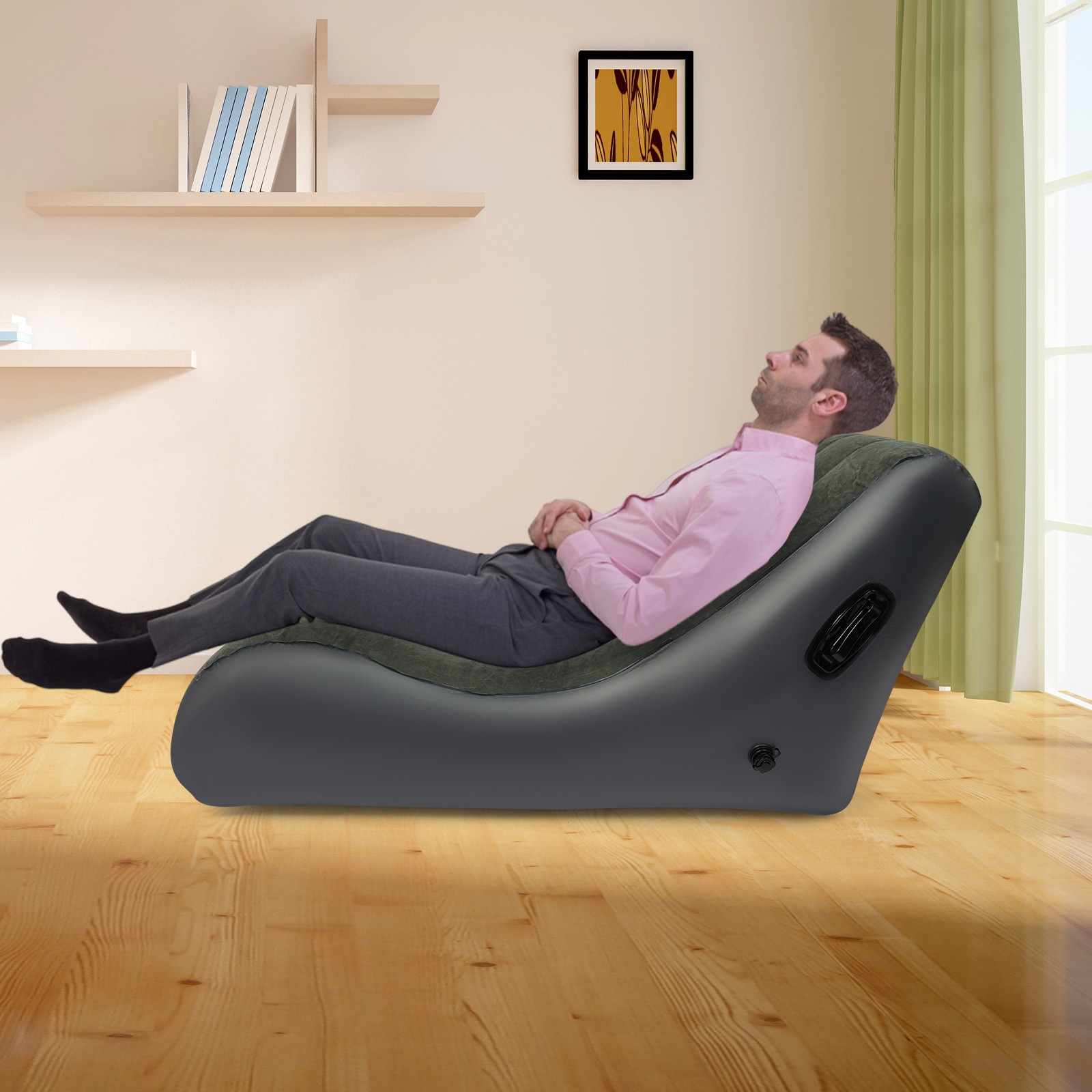 PVC Flocking Sofa Bed Max Capacity 440.92lbs Inflatable Sofa Folding Sofa Bed