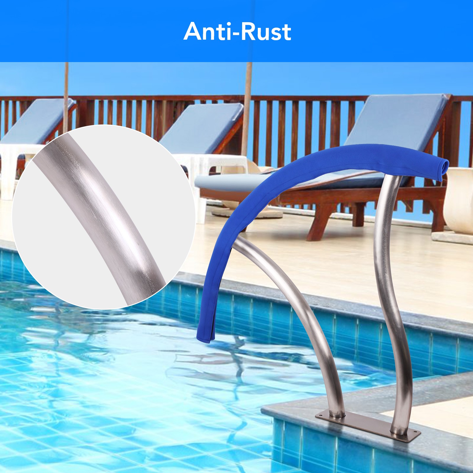 Garvee 2-Pack Stainless Steel Pool Handrails 30″x30″ 250Lbs for Inground Pools