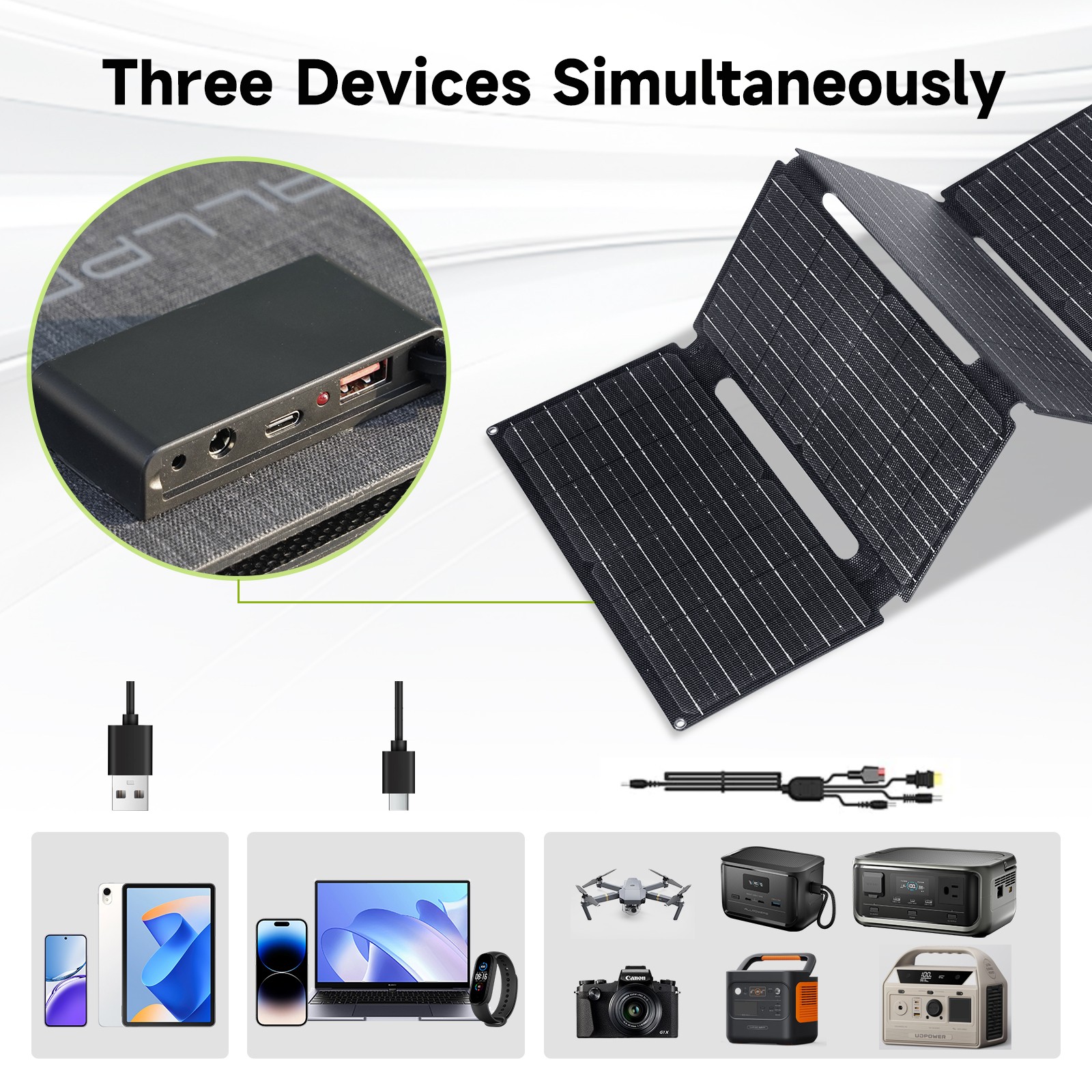 ALLPOWERS Portable Solar Panel 60W Foldable Solar Panel Charger for Camping Trip