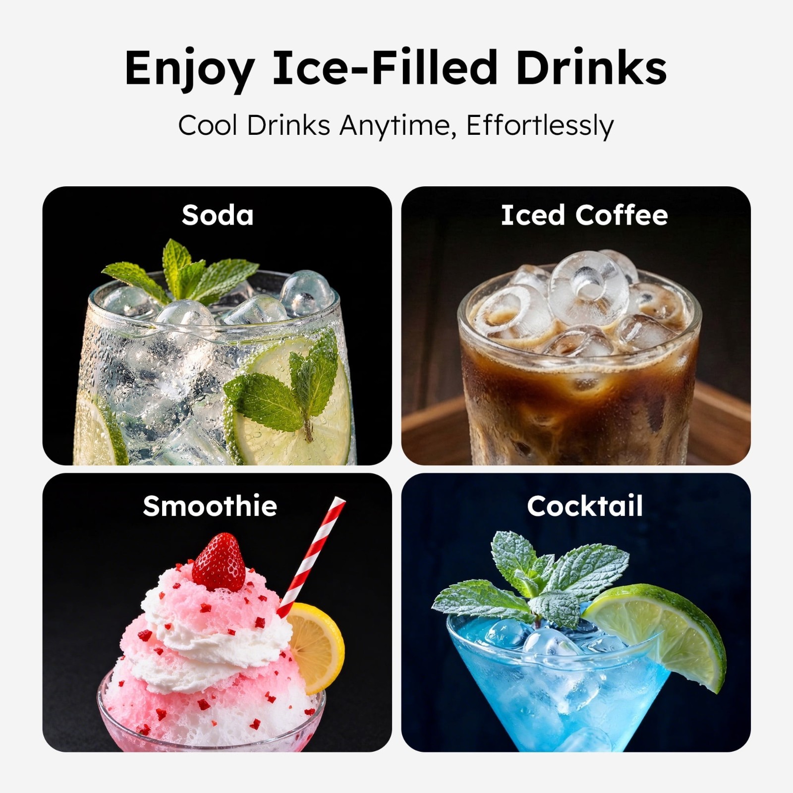 Simzlife 26 lbs/24H Countertop Ice Maker Machine, 9 Bullet-Shaped Ice in 6 Min