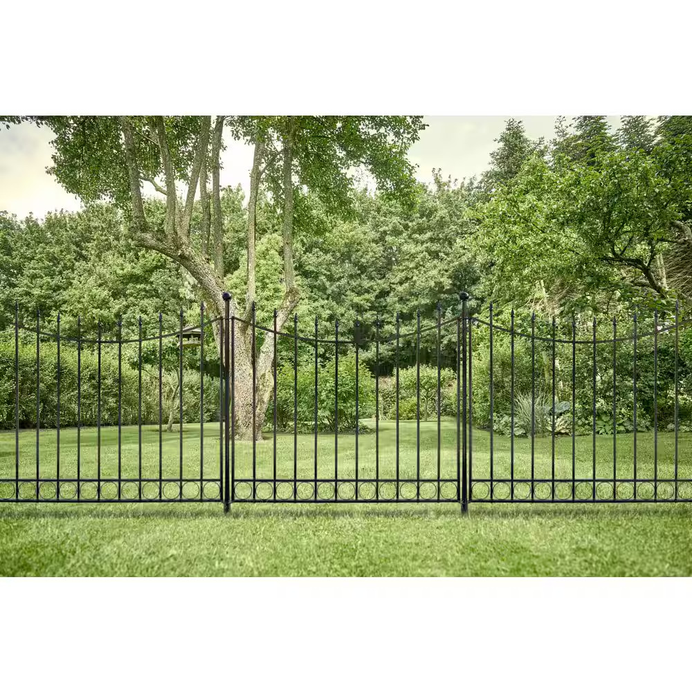 Beaumont 40.4 In. H X 49.6 In. W Black Steel 3-Rail Fence Panel (4-Pack)