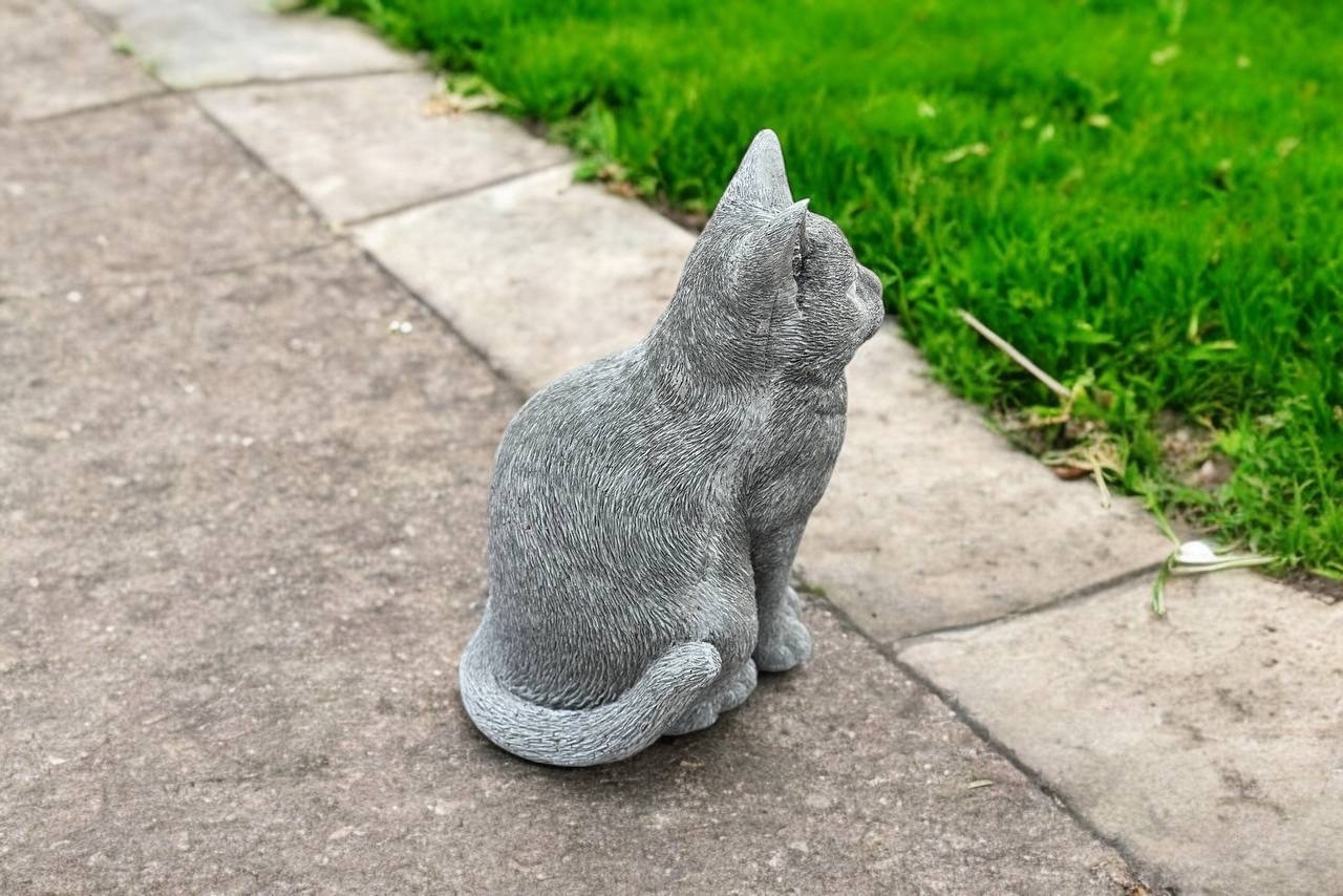 Cat Garden Statue Concrete Outdoor Decor Sitting Cat Sculpture Pet Lover Gift
