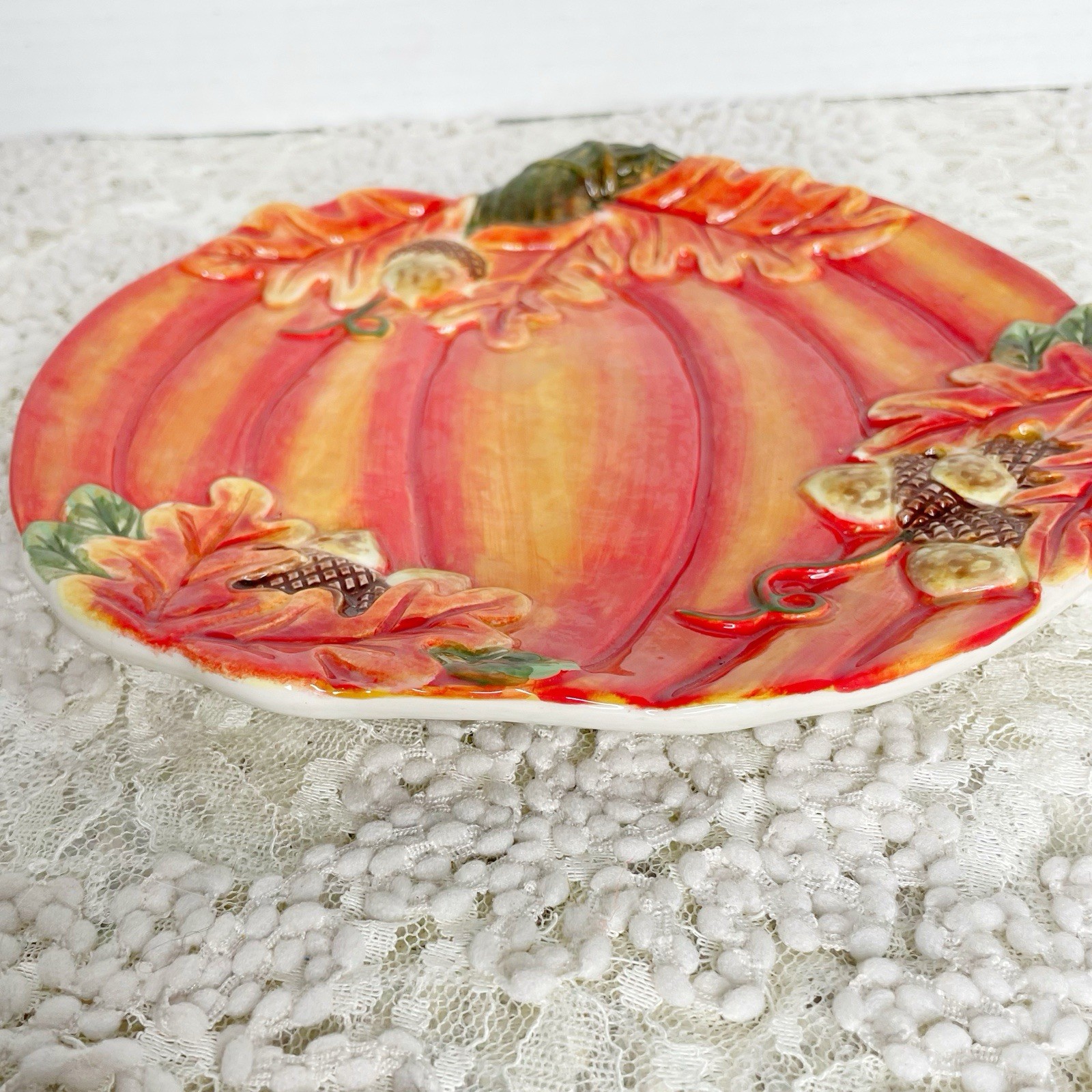 Certified International Fall Harvest Pumpkin Platter Large (approx. 13″ x 14″)