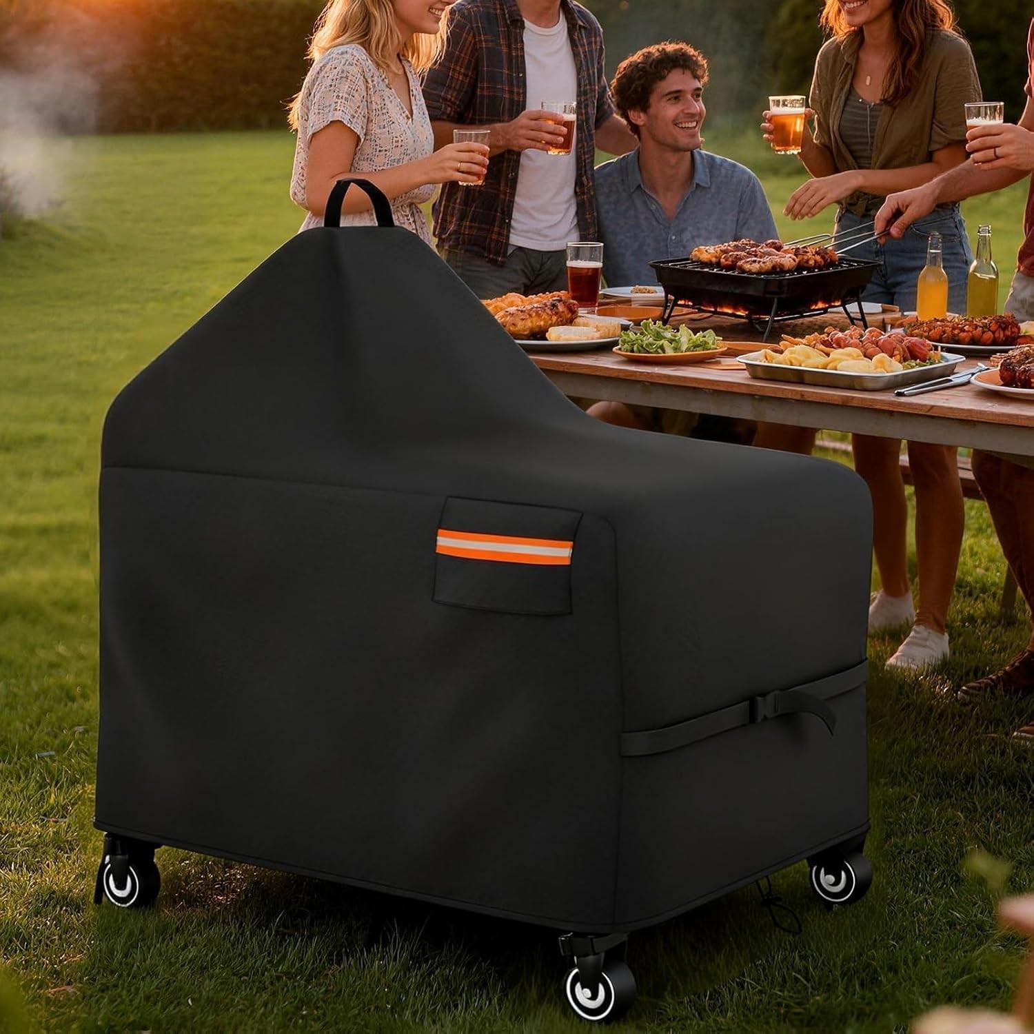 1x Grill Cover for 60 Inch Big Green Egg Grill Table Cover, Kamado Ceramic BBQ