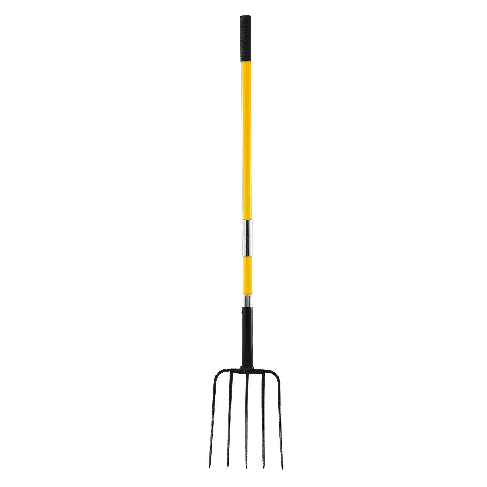 5 Tines Garden Fork Fiberglass Handle 57 in Digging Spading Pitchfork Heavy Duty