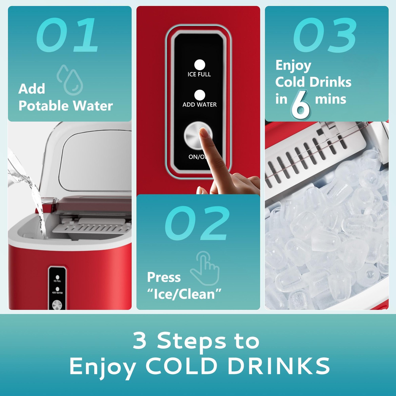 Portable countertop ice maker can make 28 pounds of ice in 24 hours ice machine