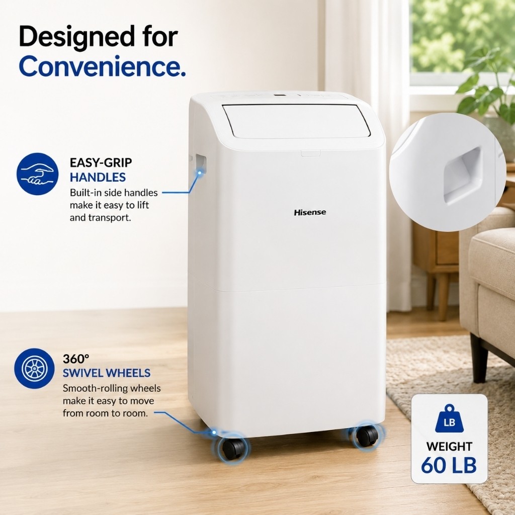 Hisense 8,000 BTU 350 Sq Ft Dual Hose Portable Air Conditioner w/ Inverter & Wi-