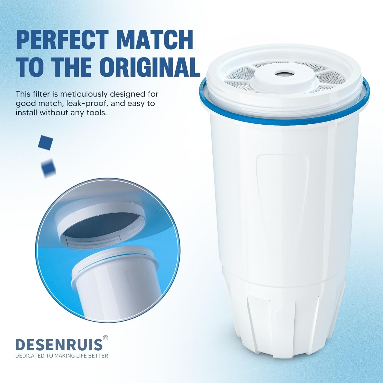 Water Filter Replacement Fit for Zero Pitcher and Dispenser ZR-001 ZR-017 4 Pack