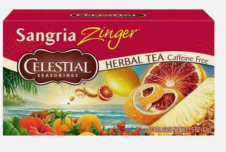 (Pack 6) Celestial Sangria Zinger Herbal Tea 20 Bag Caffeine Free READ