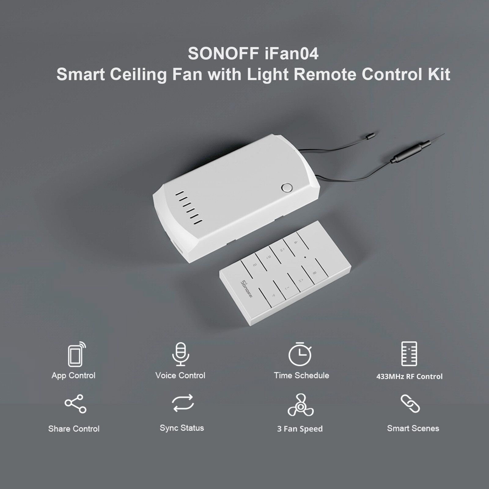 SONOFF Wi-Fi Smart Ceiling Fan Light Switch Controller 433MHz RF Remote Control
