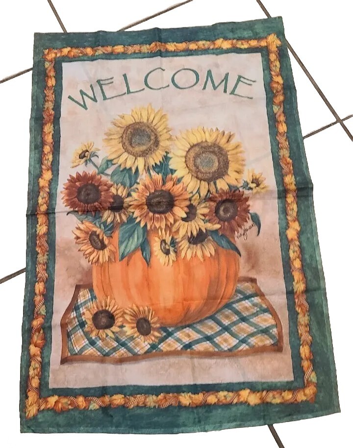 Sunflowers Pumpkin Spring Summer Fall Banner House Flag Garden 37″ x 24″