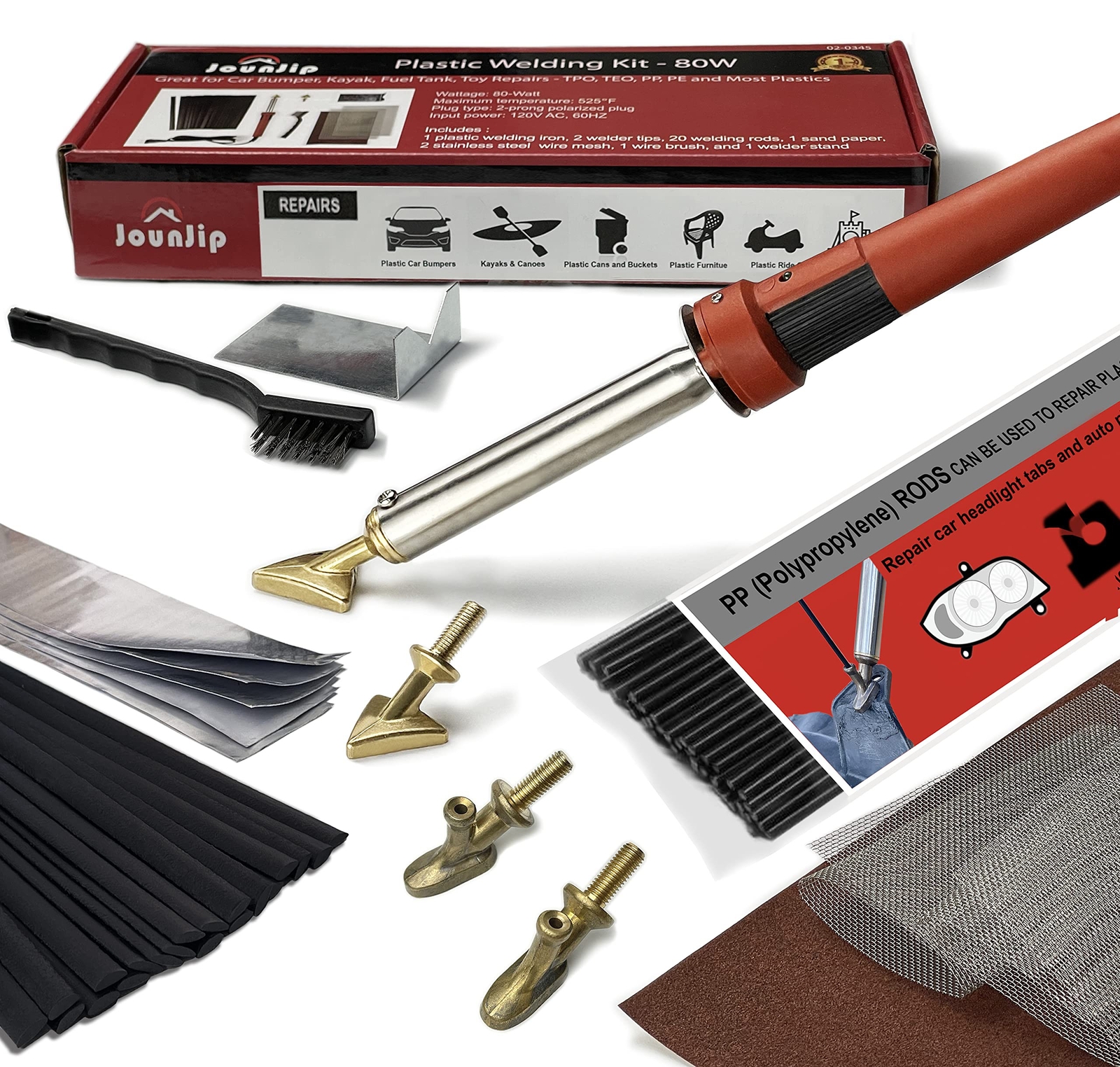 JOUNJIP Plastic Welding Kit Deluxe – UL Certified – 17 Pc Aluminum Repair Tap…