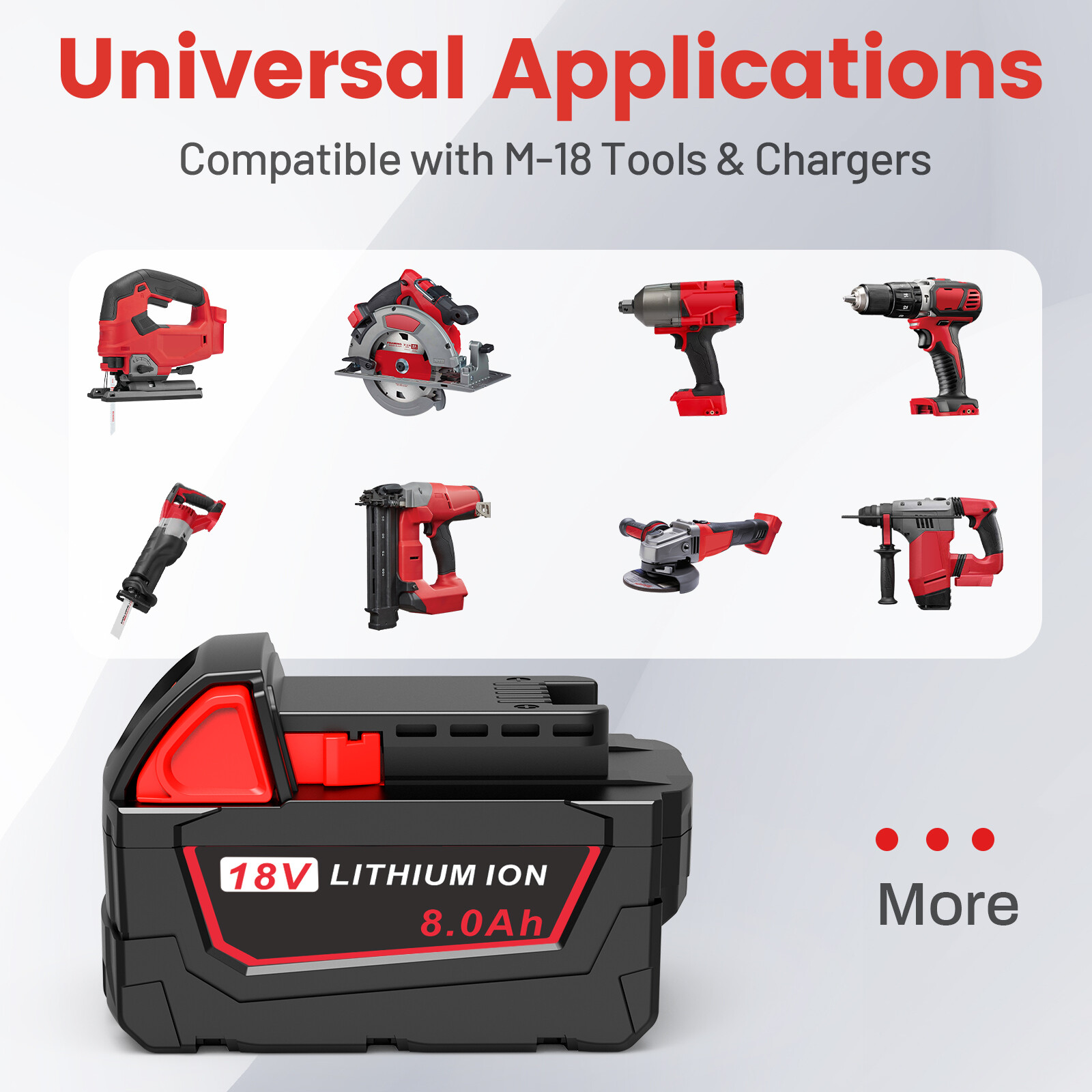 8.0AH Battery For Milwaukee For M18 18V Lithium-ion Extended Capacity 48-11-1860