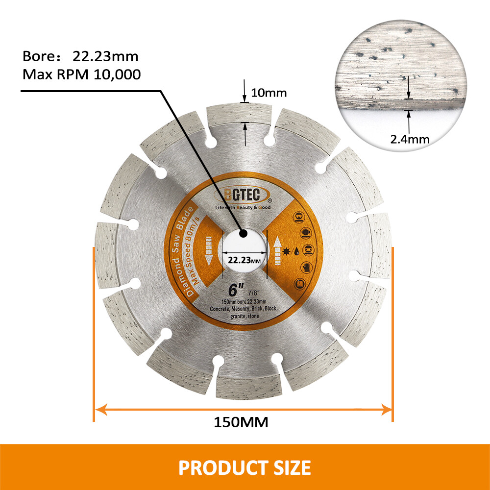 Diamond Cutting Disc Concrete Saw Blade for Granite Marble 6”/9”/14” BGTEC