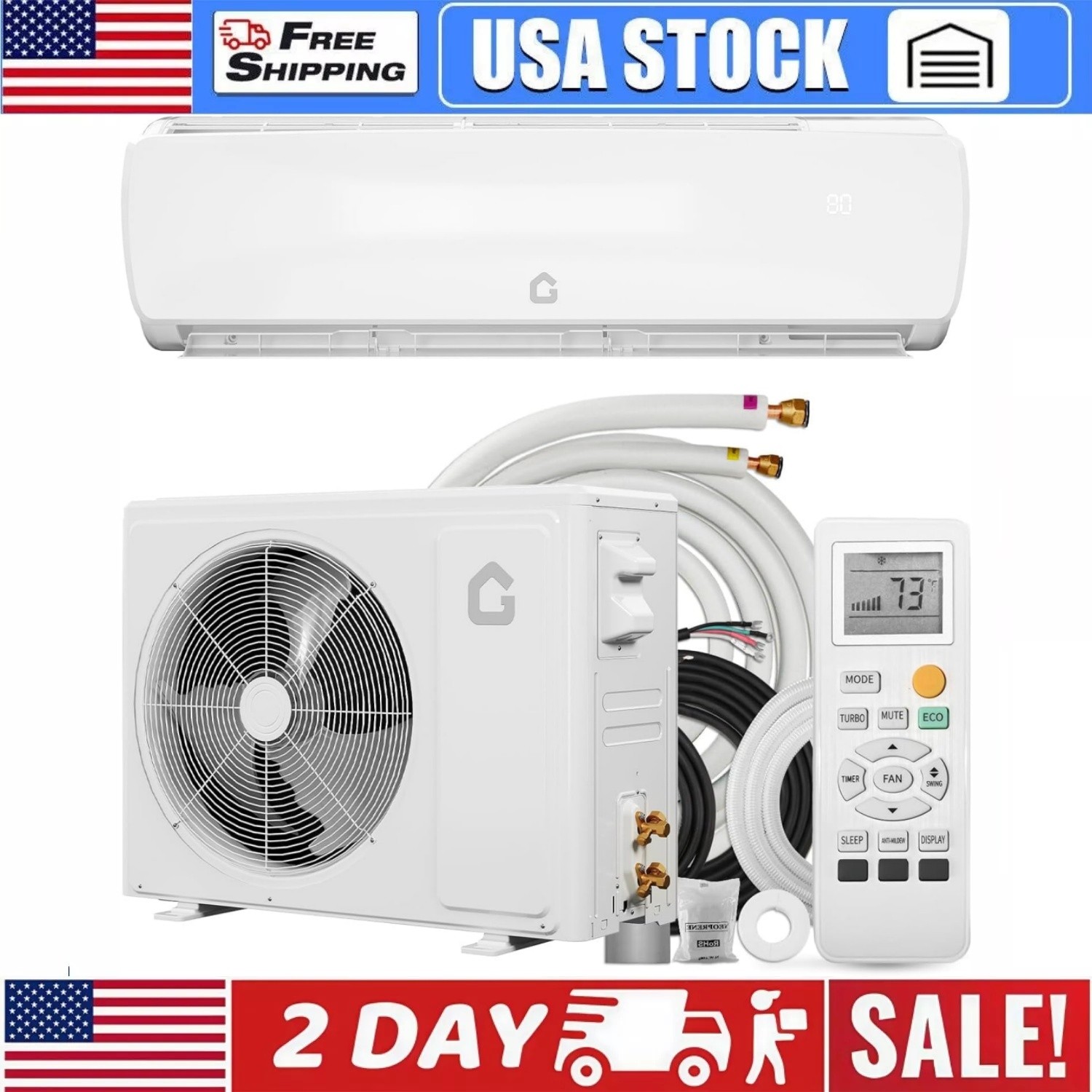 Ⓜ️12000BTU Mini Split AC/Heating System Air Conditioners Cools Up to 750 Sq. Ft
