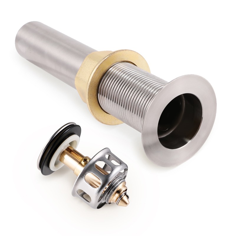 New Bathroom Pop Up Drain Vessel Basin Sink Stopper Brushed Nickel No Overflow