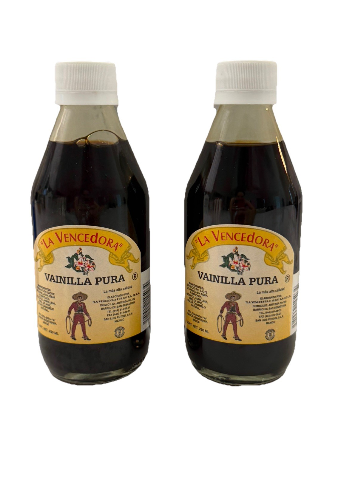 2X La Vencedora Pure Mexican Vanilla Extract Glass 8.45oz/250mL Glass Bottles