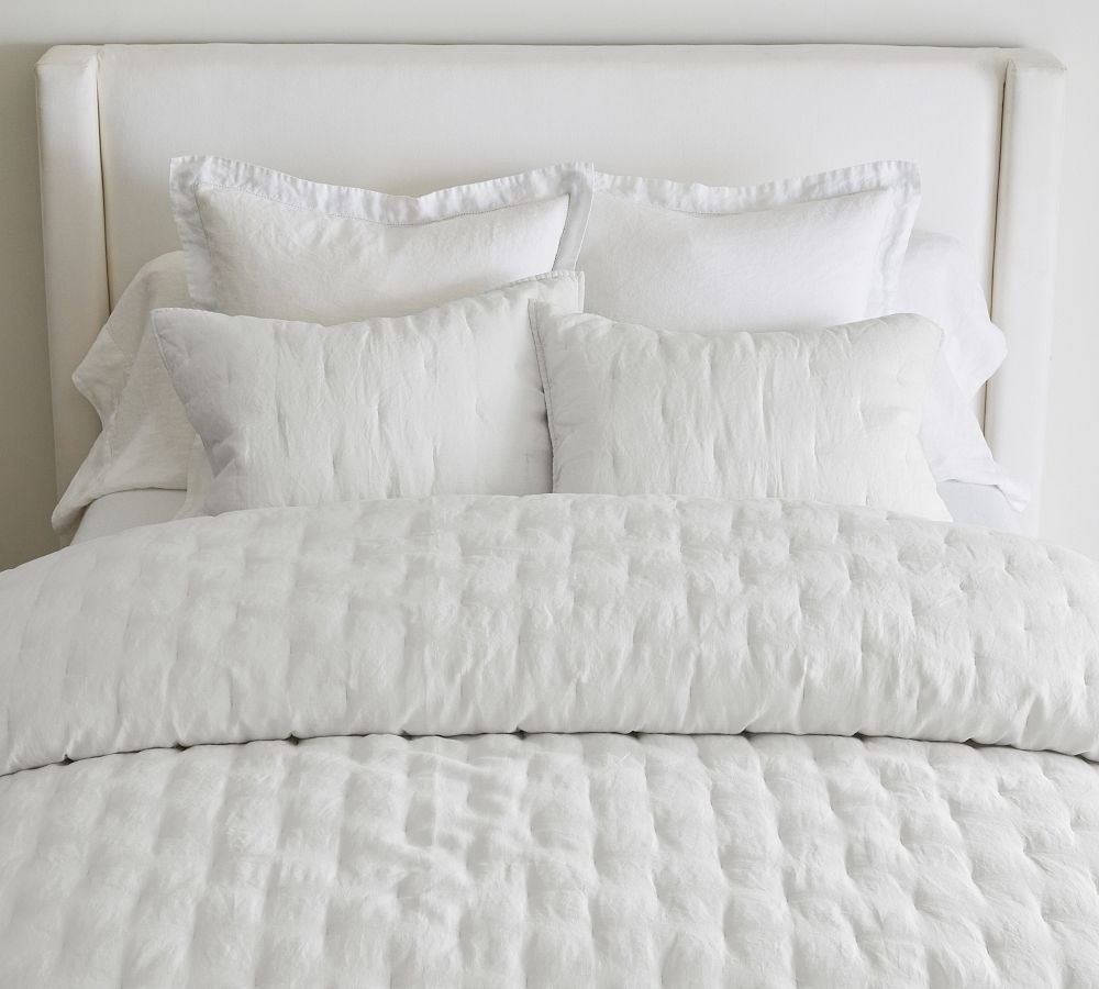 Pottery Barn-Belgian Flax Linen Tufted Quilt