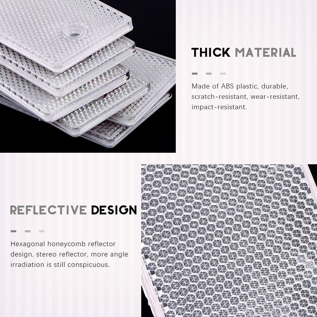 20Pcs Universal White Plastic Rectangular Stick-on Car Reflector Sticker, Door R