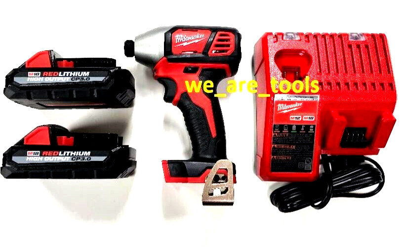 Milwaukee 2656-20 1/4″ M18 Impact, (2) 48-11-1835 3.0 Batteries, Charger 18 Volt