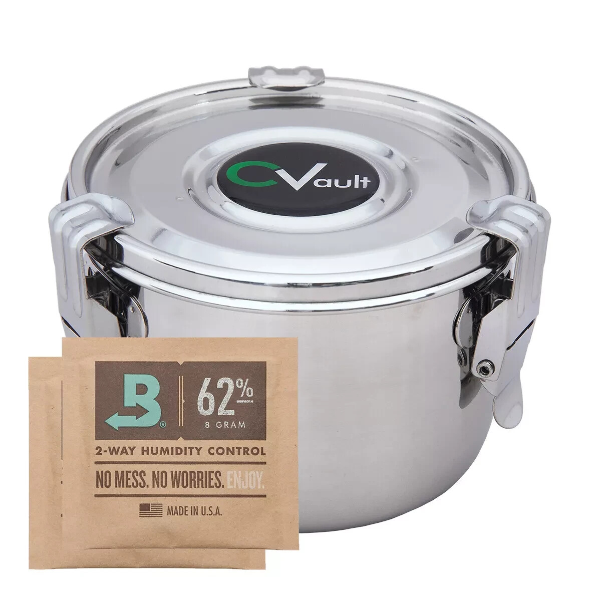 CVault Storage Humidity Container – Stainless Steel, Large 1 each