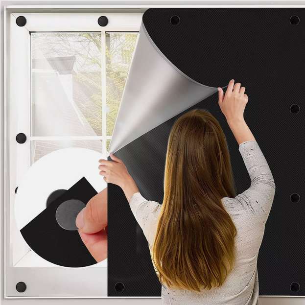 Magnetic Blackout Window Cover 100% Room Darkening Shades Black Out 57in x 40in