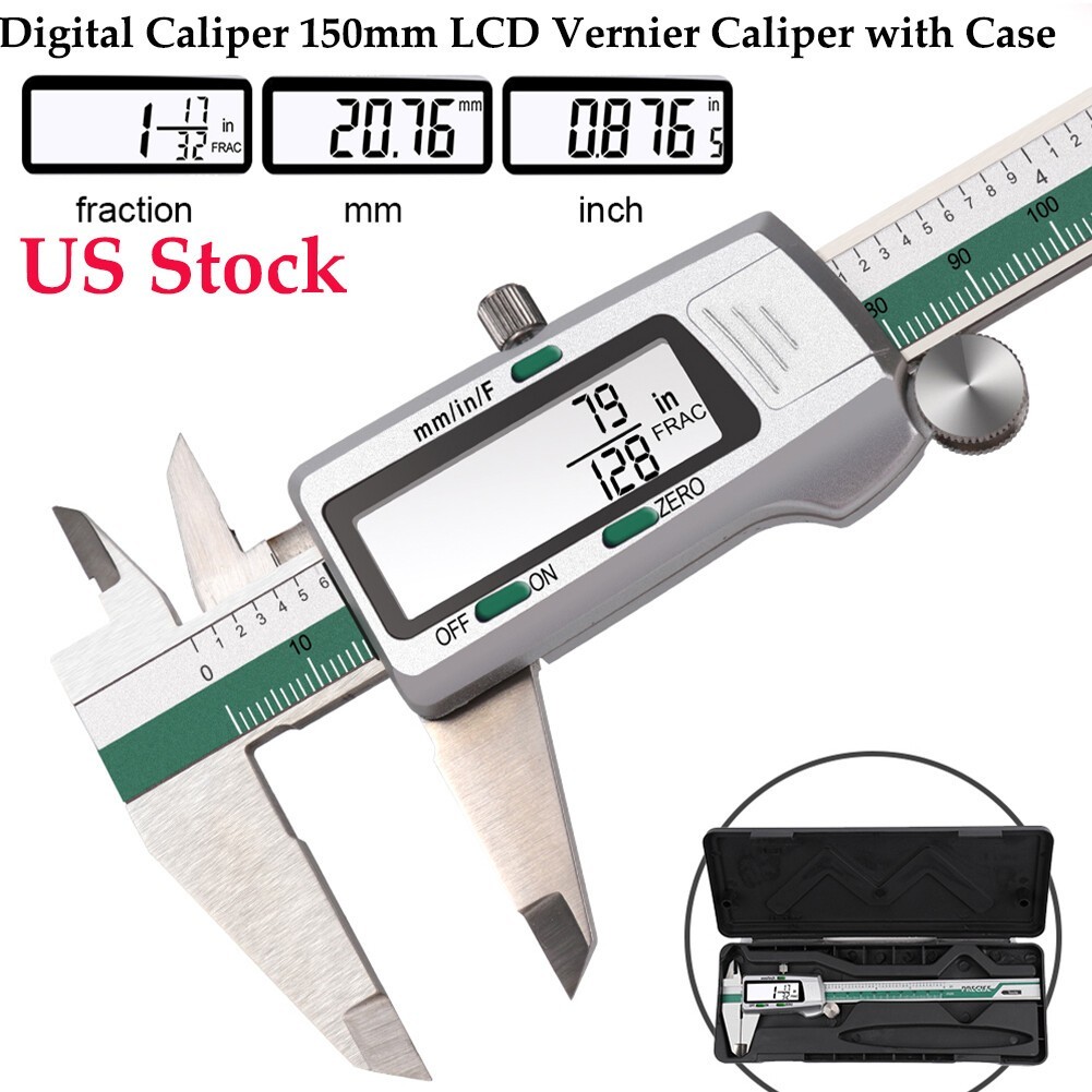 0–6″ Digital Display LCD Vernier Caliper Fraction/MM/Inch High Precision Caliper