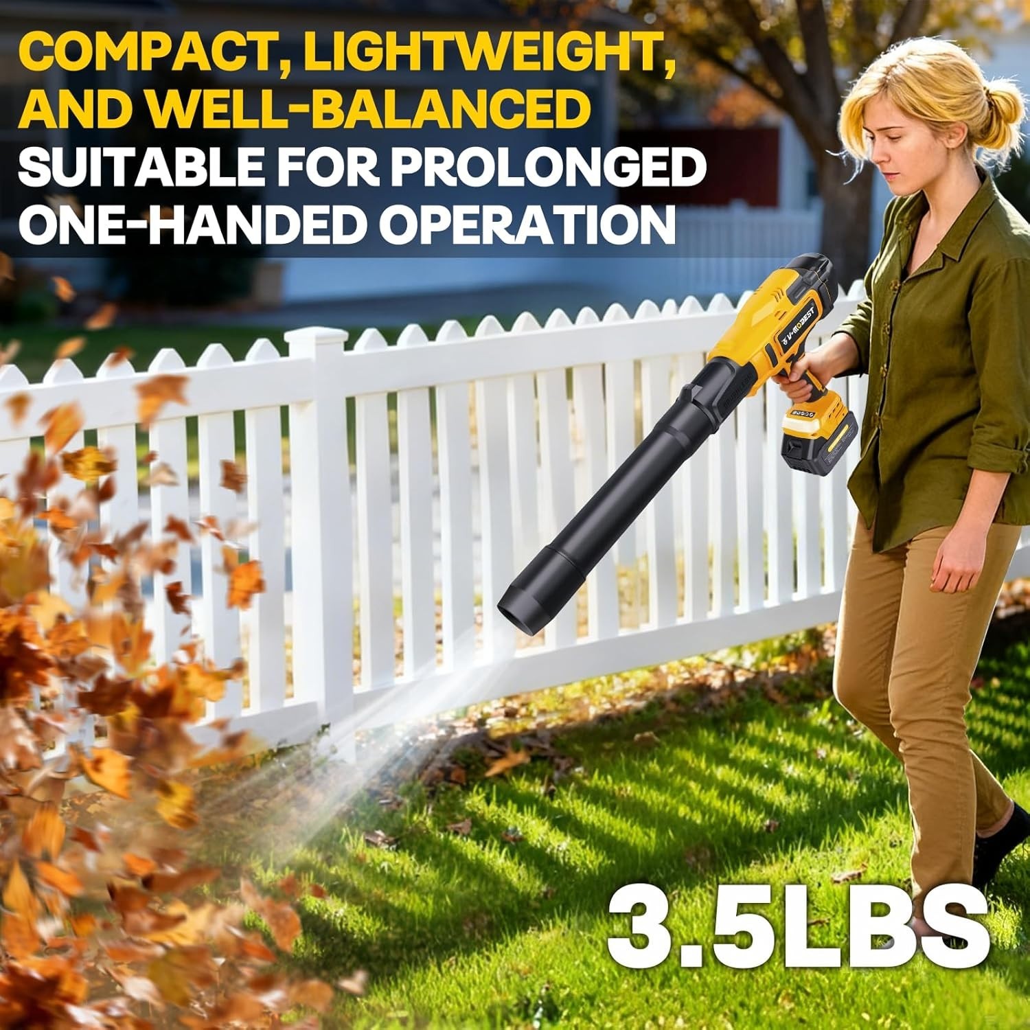 Brushless Cordless Turbine Leaf Blower Compact Handheld Blower w/2*4.0Ah Battery