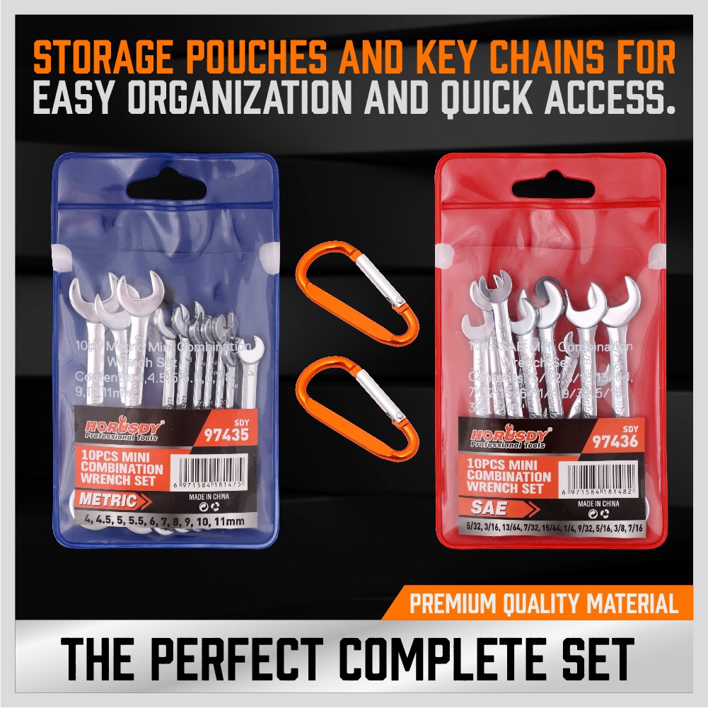 22PCS Combination Wrench Set Ignition Spanner Steel Tools Metric SAE Mini Small