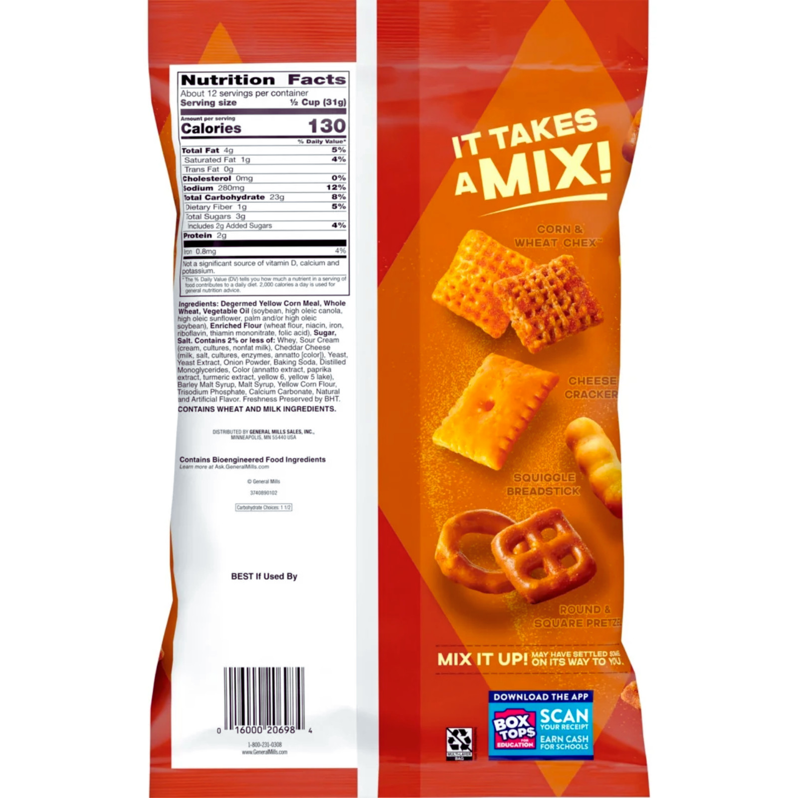 (4 Pack) Chex Mix Cheddar Cheese Snack Mix – 13.5oz Family Bags – Party Mix