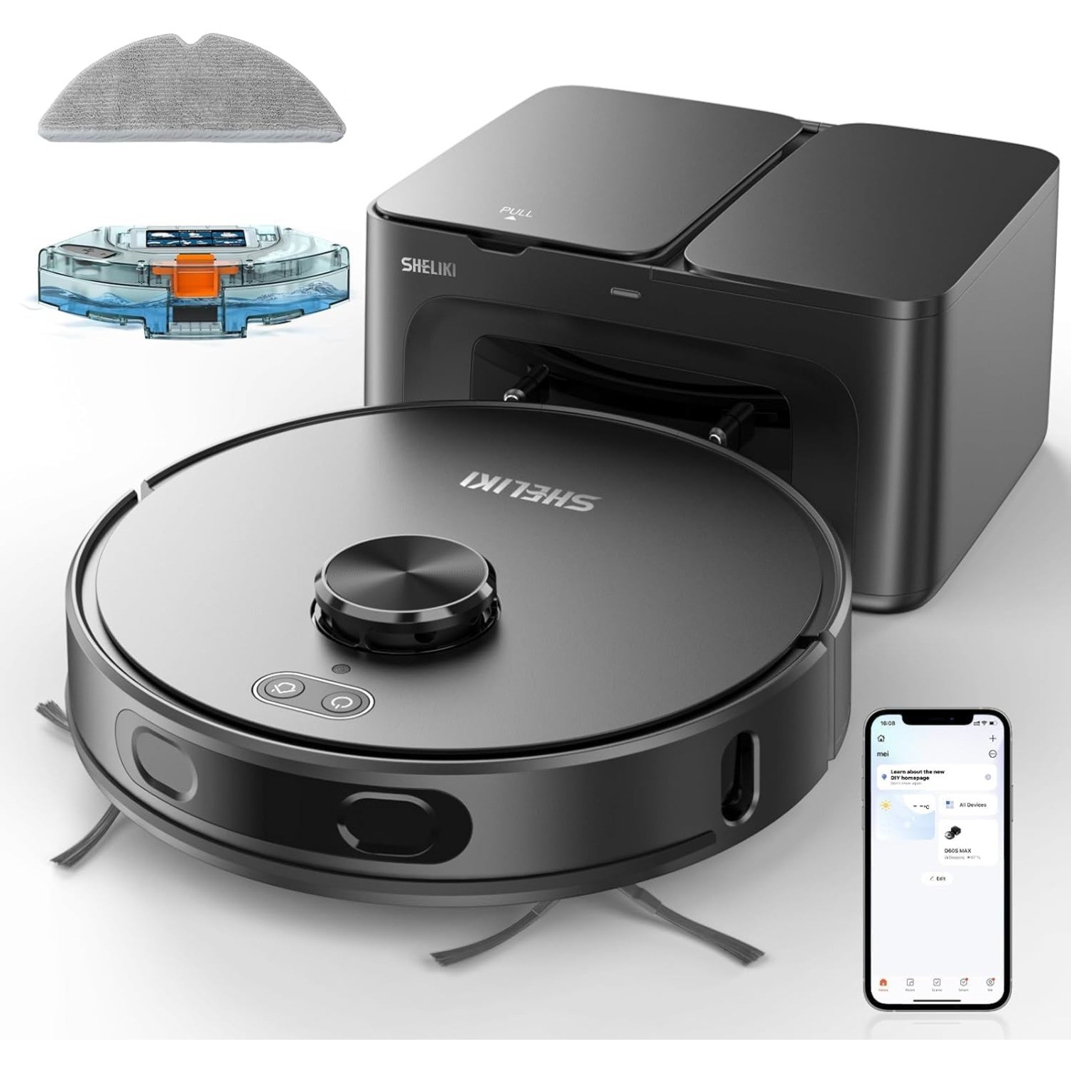 3-in-1 Robotic Vacuum Cleaner with 70-Day Self-Emptying,360° LiDAR Navigation