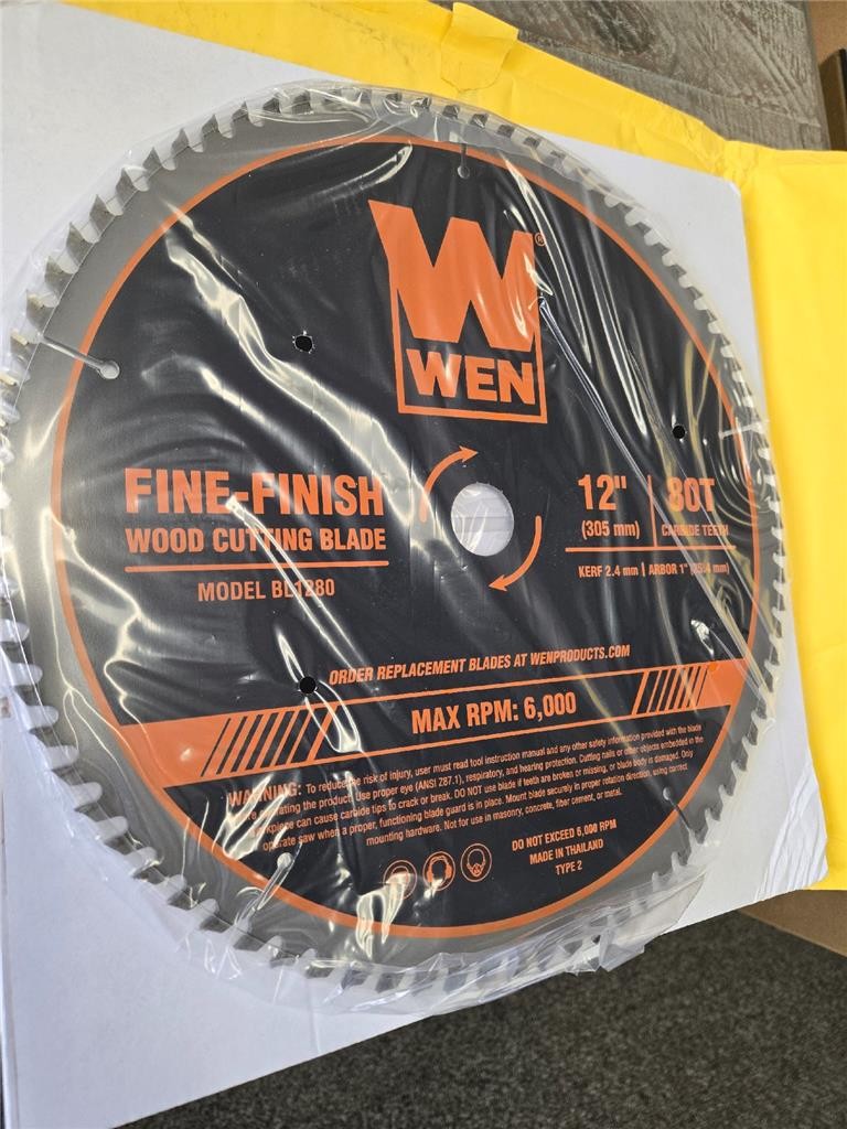 = WEN Cutting Blade Wood Cutting Fine Finish 12″ 80T Model BL1280 Max RPM 6000