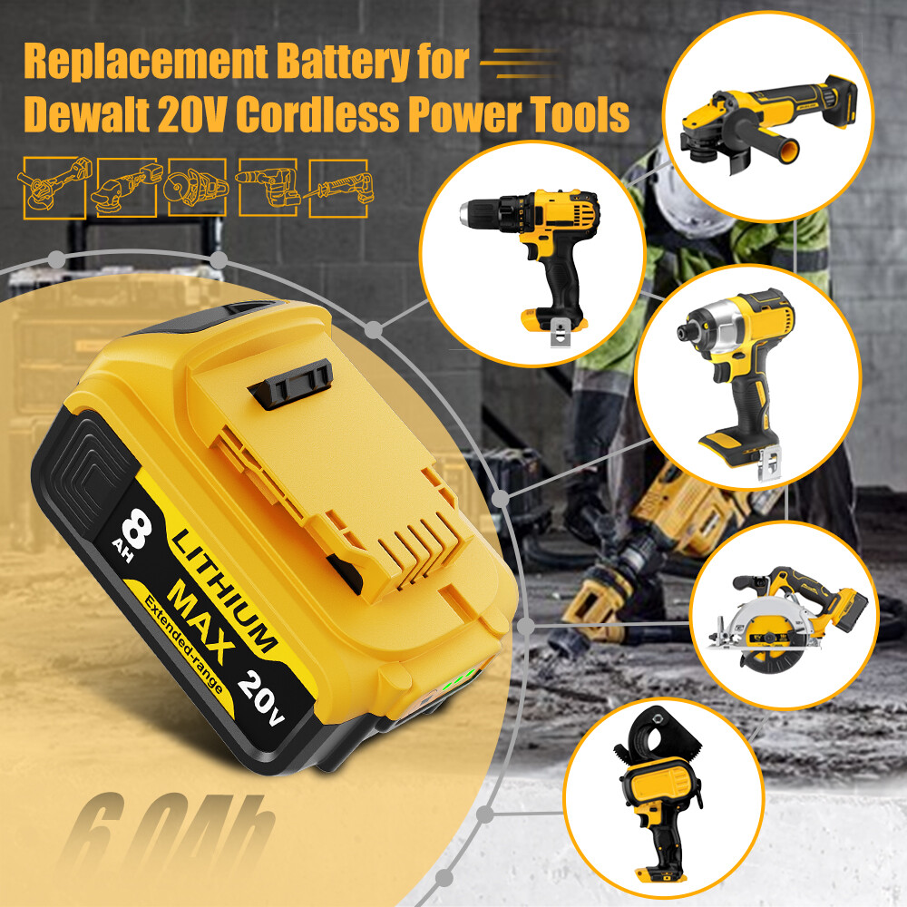 20 Volt for DeWalt 20V Max 6.0AH 8.0AH Lithium Battery / Charger DCB206 DCB205-2
