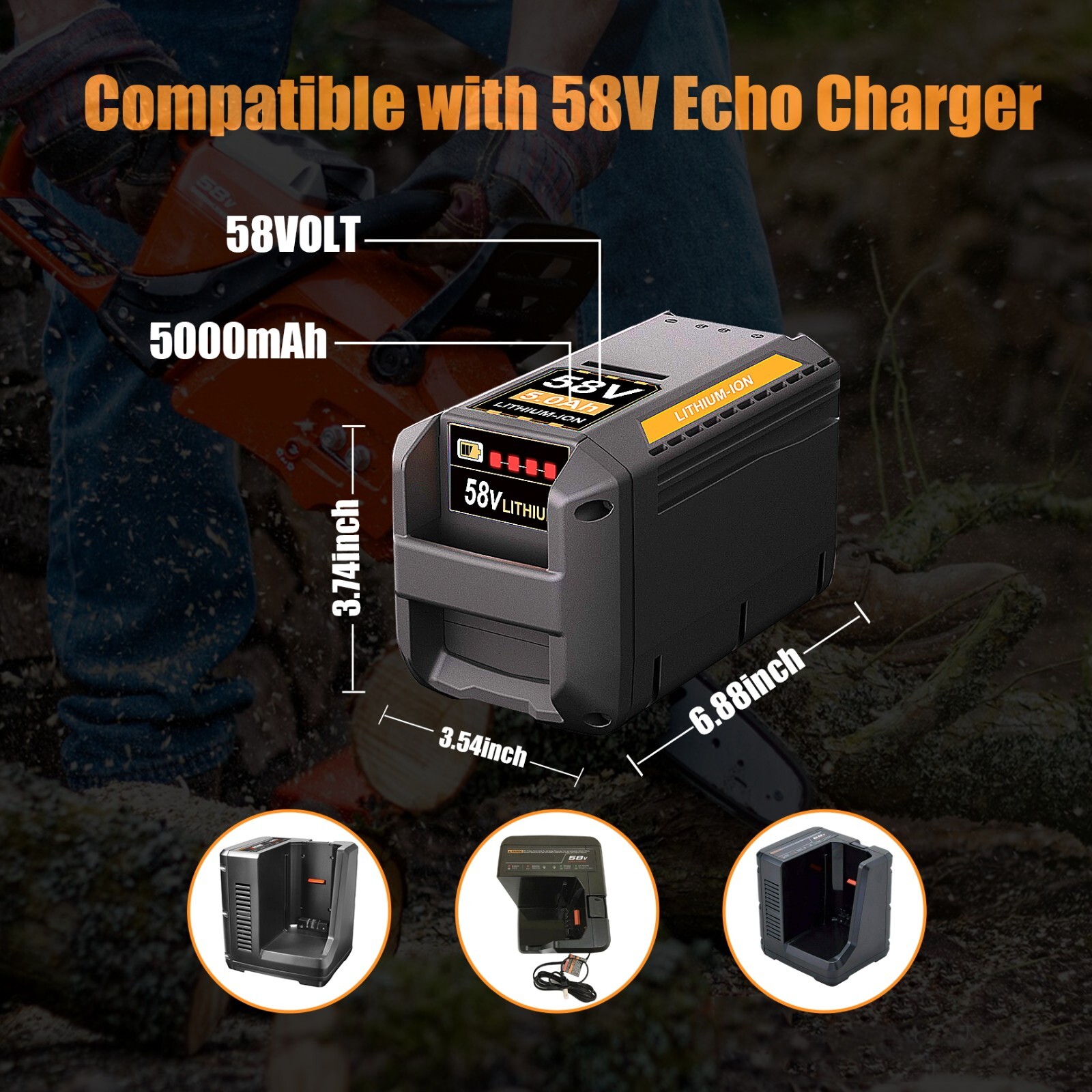 5.0Ah Lithium-ion Battery For Echo 58Volt CBP-58V40 CBP-58V2AH CHT-58V CDST-58V