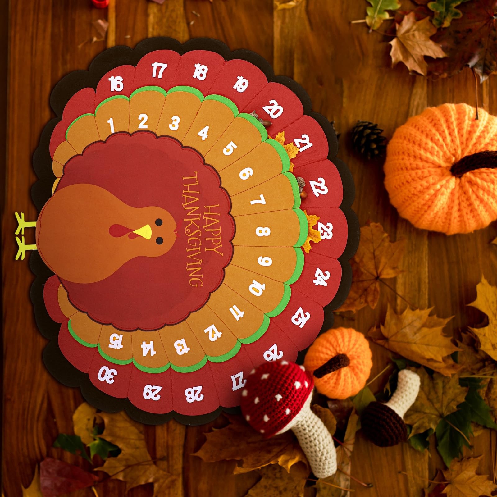 Thanksgiving Advent Countdown Calendar 30 Inch Fall Turkey Wall Decor 30 Days…