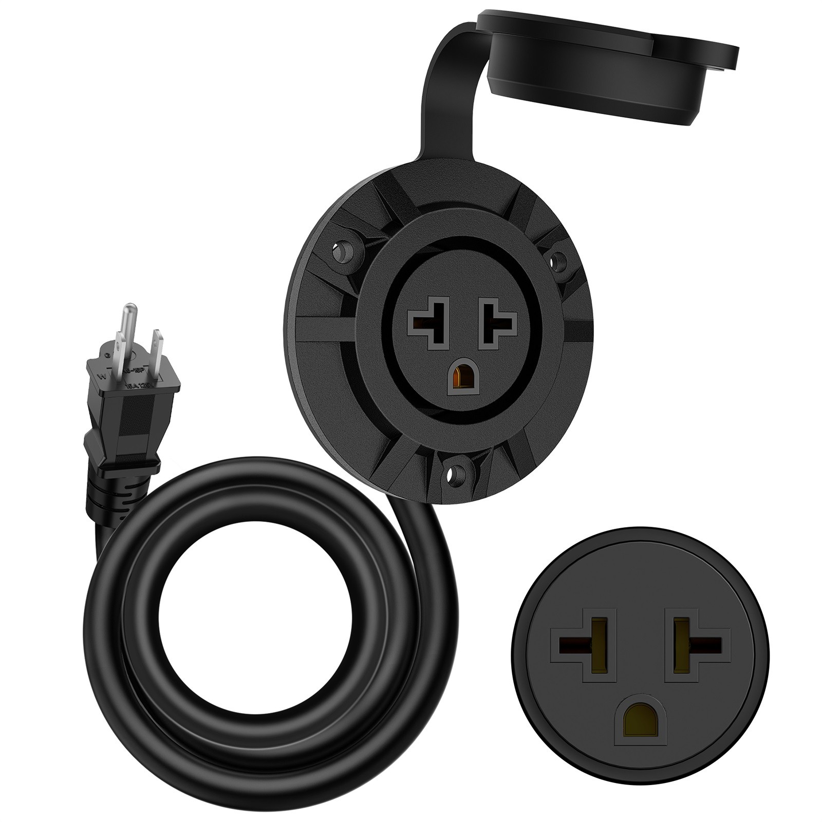 Universal 5-in-1 Outdoor Power Outlet, 20A 125V RV Shore Power Charger Socket