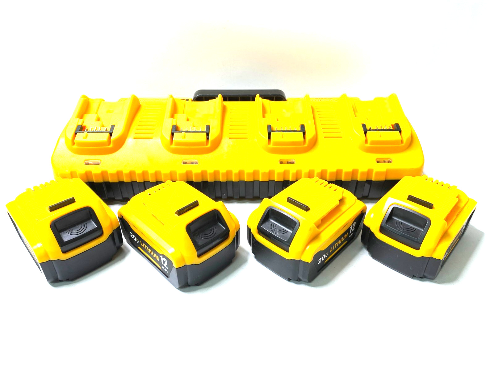 Lot of 4 FOR DEWALT 20V 12.0 AH Lithium-Ion Batteries W/ Quad Charger