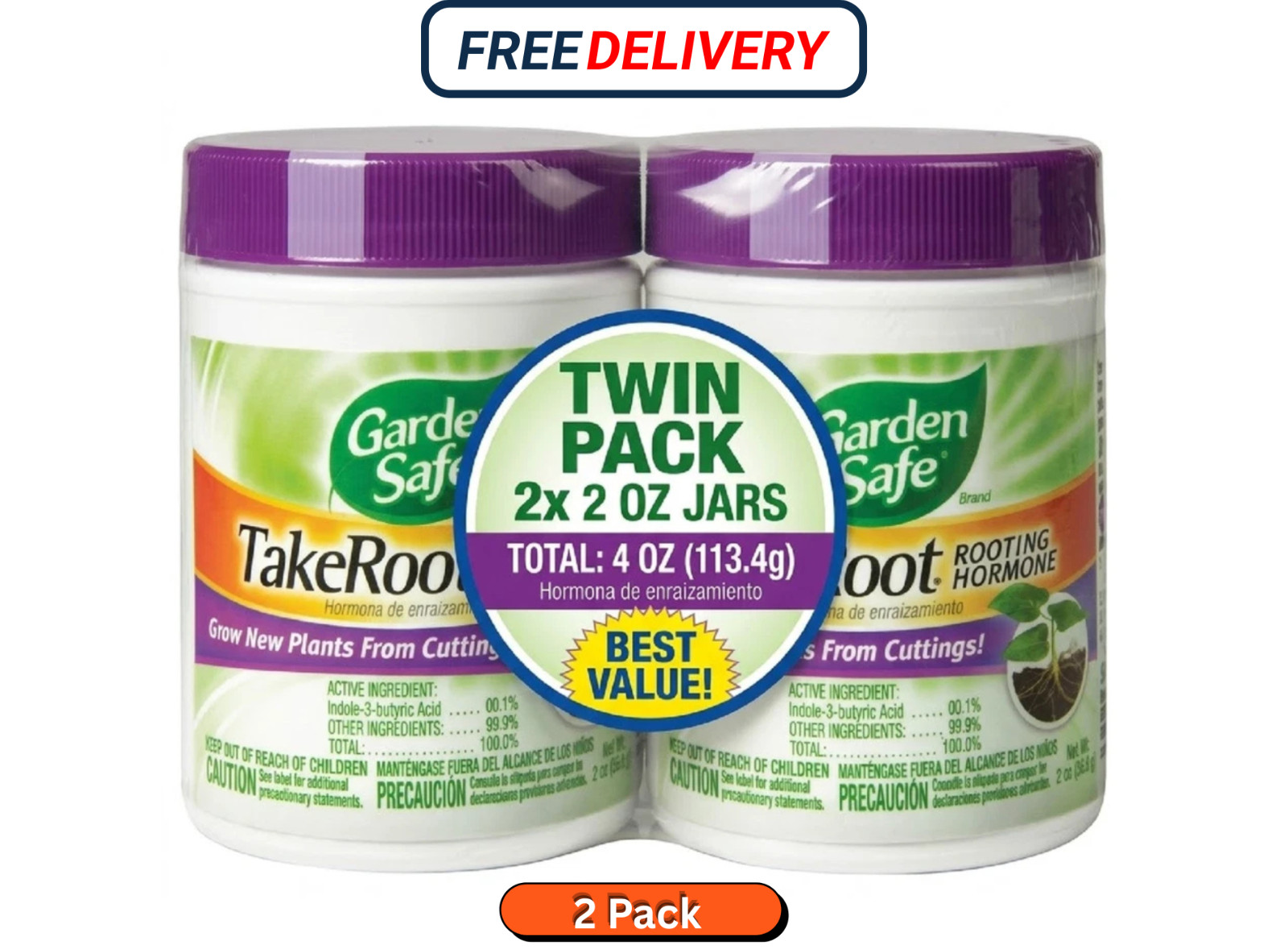 2 Pack Garden Safe Takeroot Rooting Hormone, New Plants Growth Powder – 2 Ounces