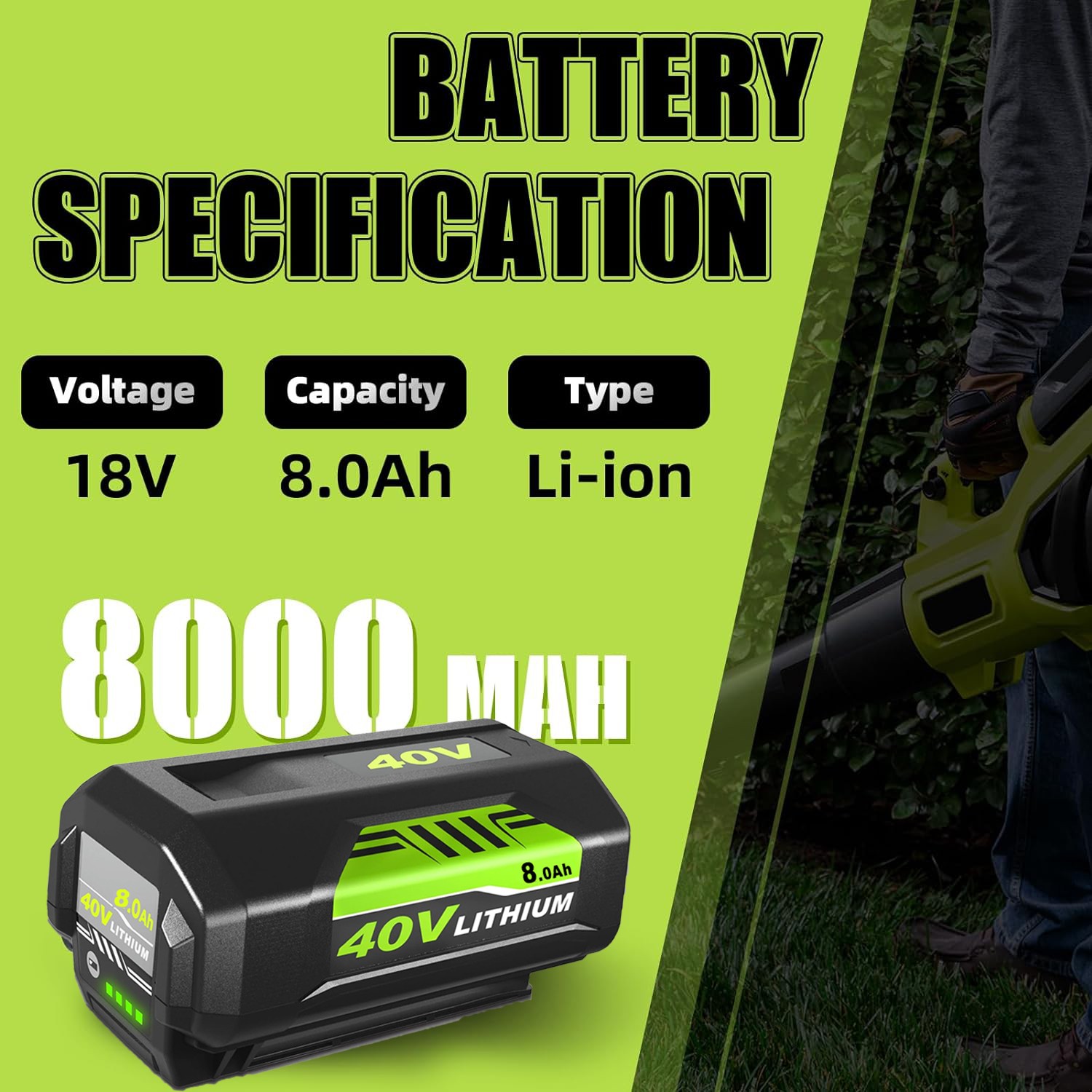 For Ryobi 40 Volt Lithium OP4060 OP4030 OP40301,OP4040 8.0Ah Battery/Charger