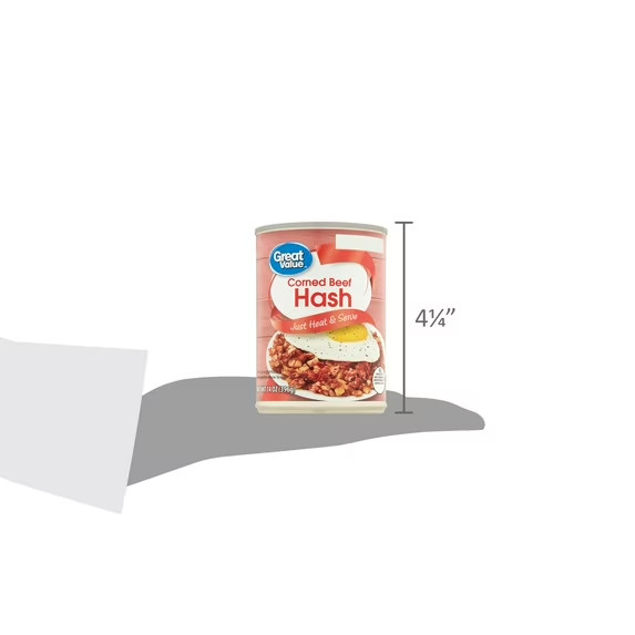 Great Value Corned Beef Hash, 14 oz Can, 12 Pack