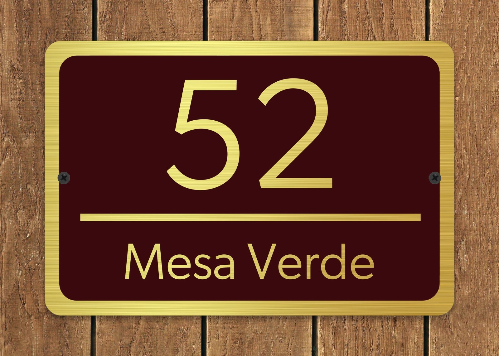 Customized Home Address Plaque Gold Text Metal 12″ x 8″ House Number Sign