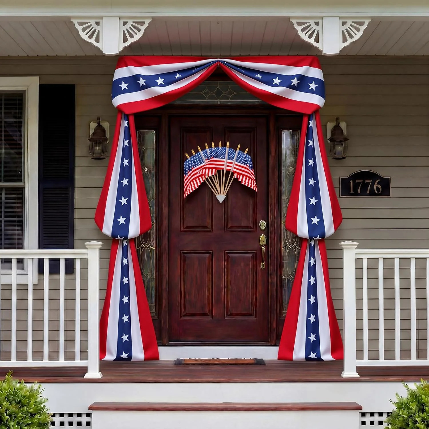 Mindsoft 11 Pcs 4th of July Door Decoration Set -1 Large 20 ft American Flag Bun