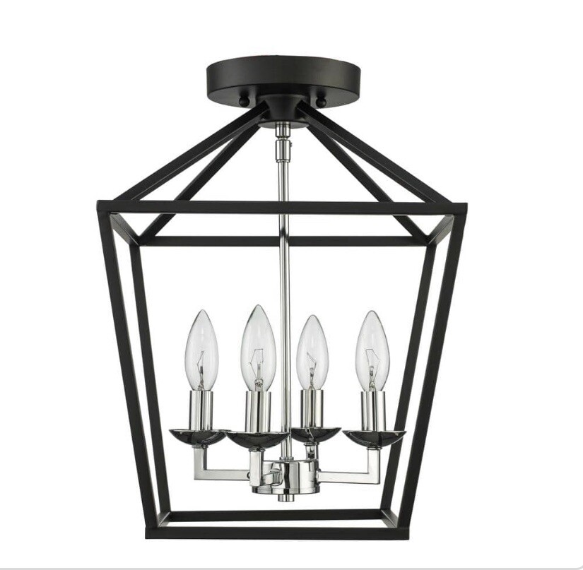 Home Decorators Collection Weyburn 4-Light Black/Chrome Semi-Flush Mount Light